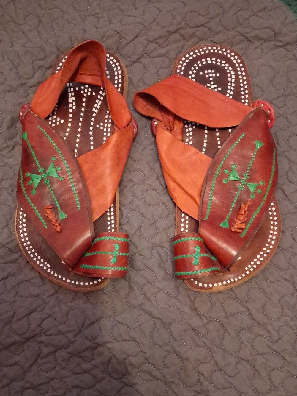 Kuwaiti Arabian Gulf Handmade Leather Mens Flat Leathet Slippers Sz 10
